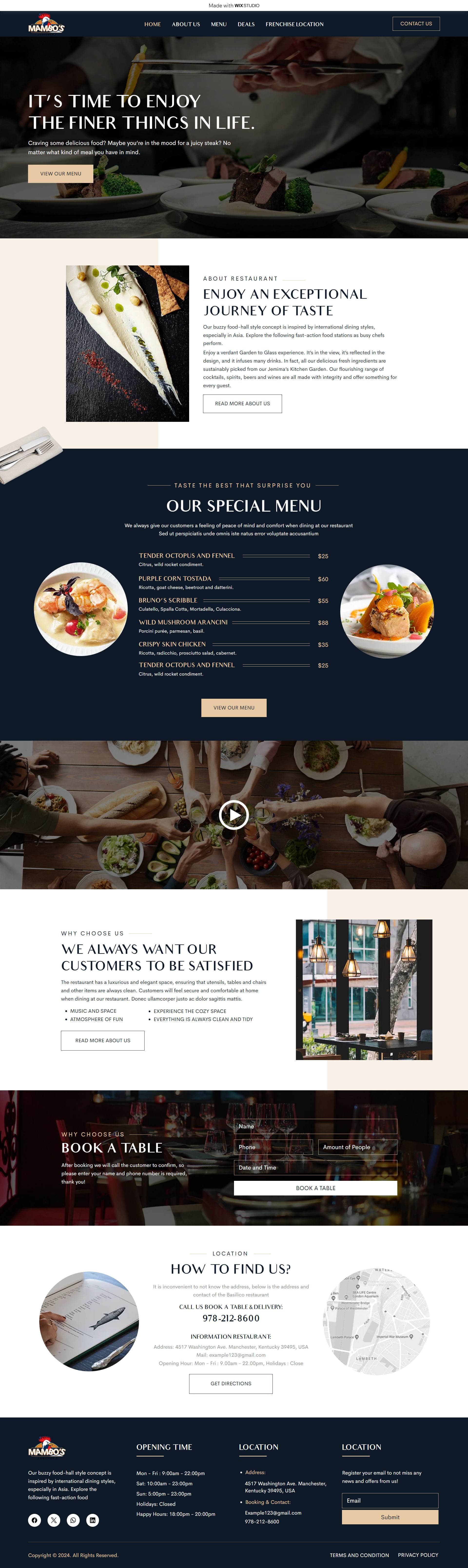 Mambo’s Restaurant website